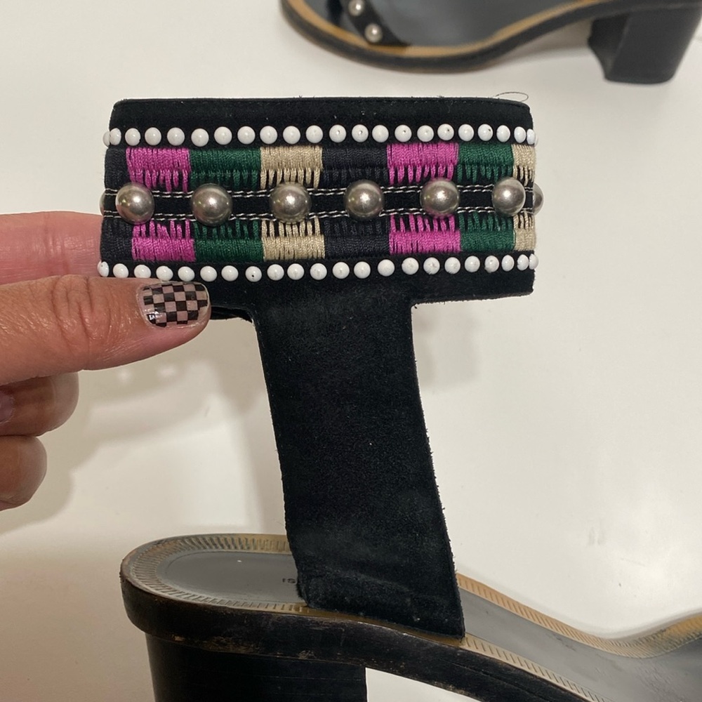 Isabel Marant Joss Embroidered Black Heel Sandals - Picture 4 of 17